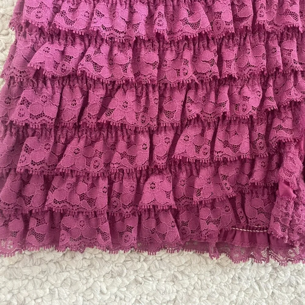 Vintage Malco Modes Ruffle Bloomers Fuchsia Lace Pettipants - Sz Large - Picture 9 of 9